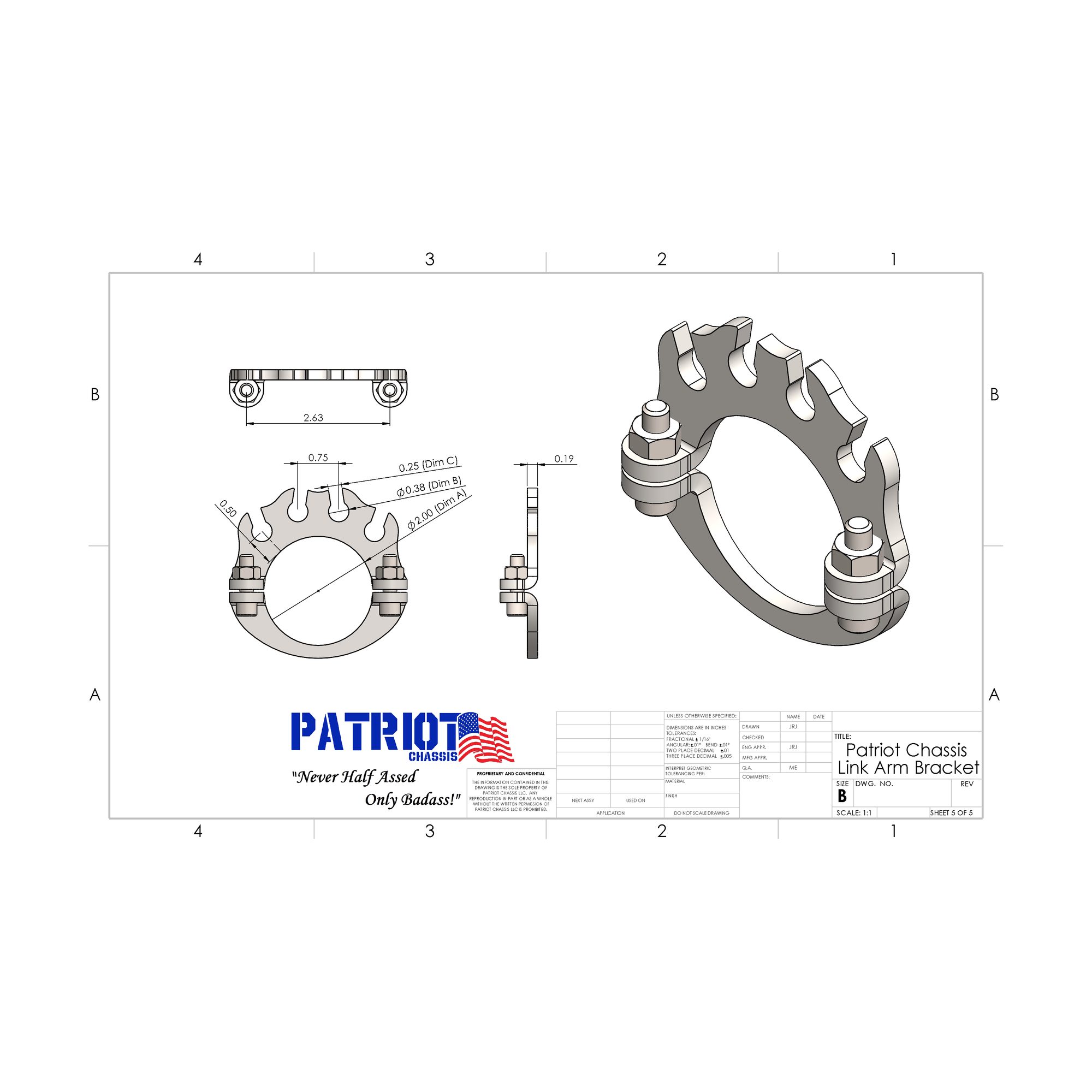 Link Arm Line Bracket (Four Hole) view 3