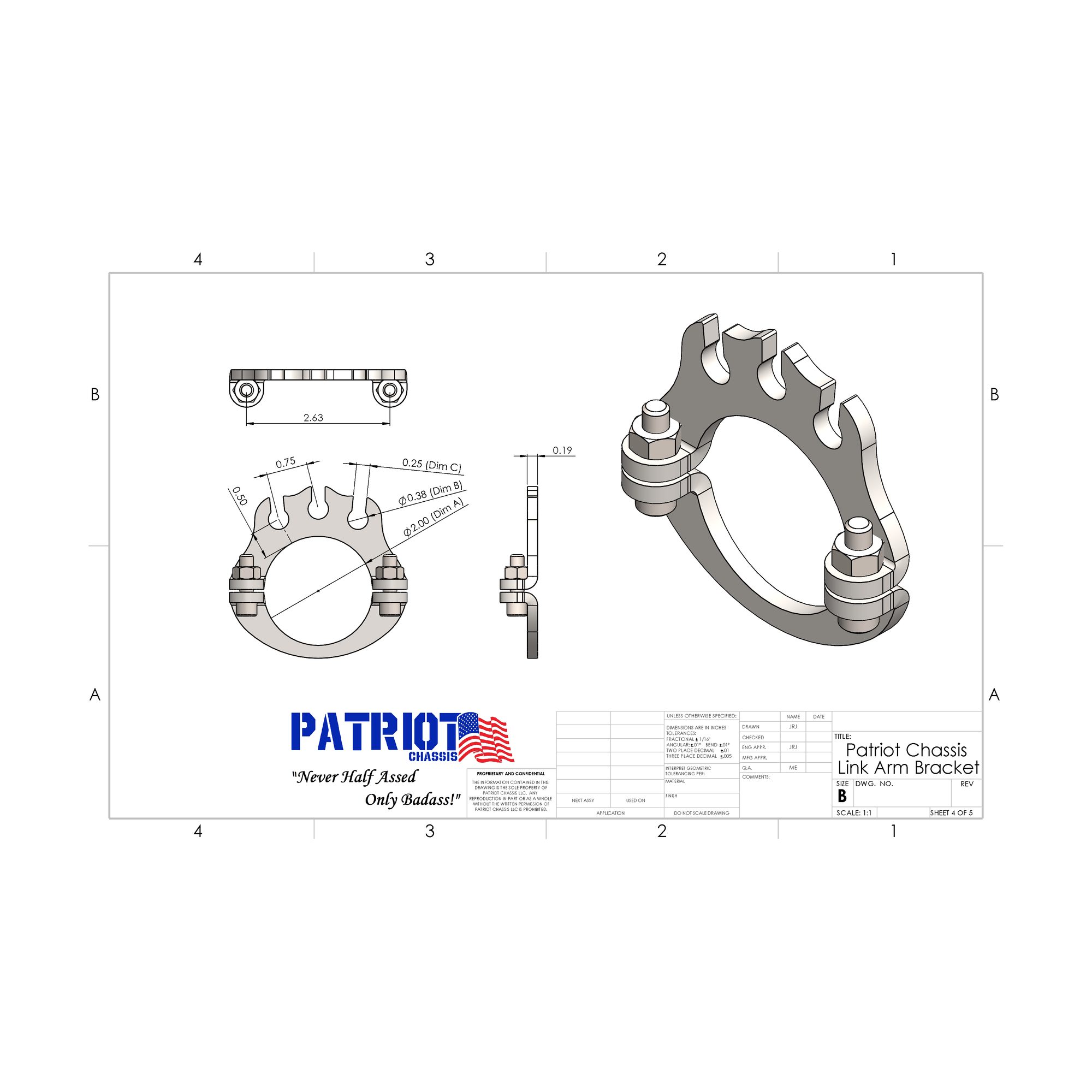 Link Arm Line Bracket (Three Hole) view 3