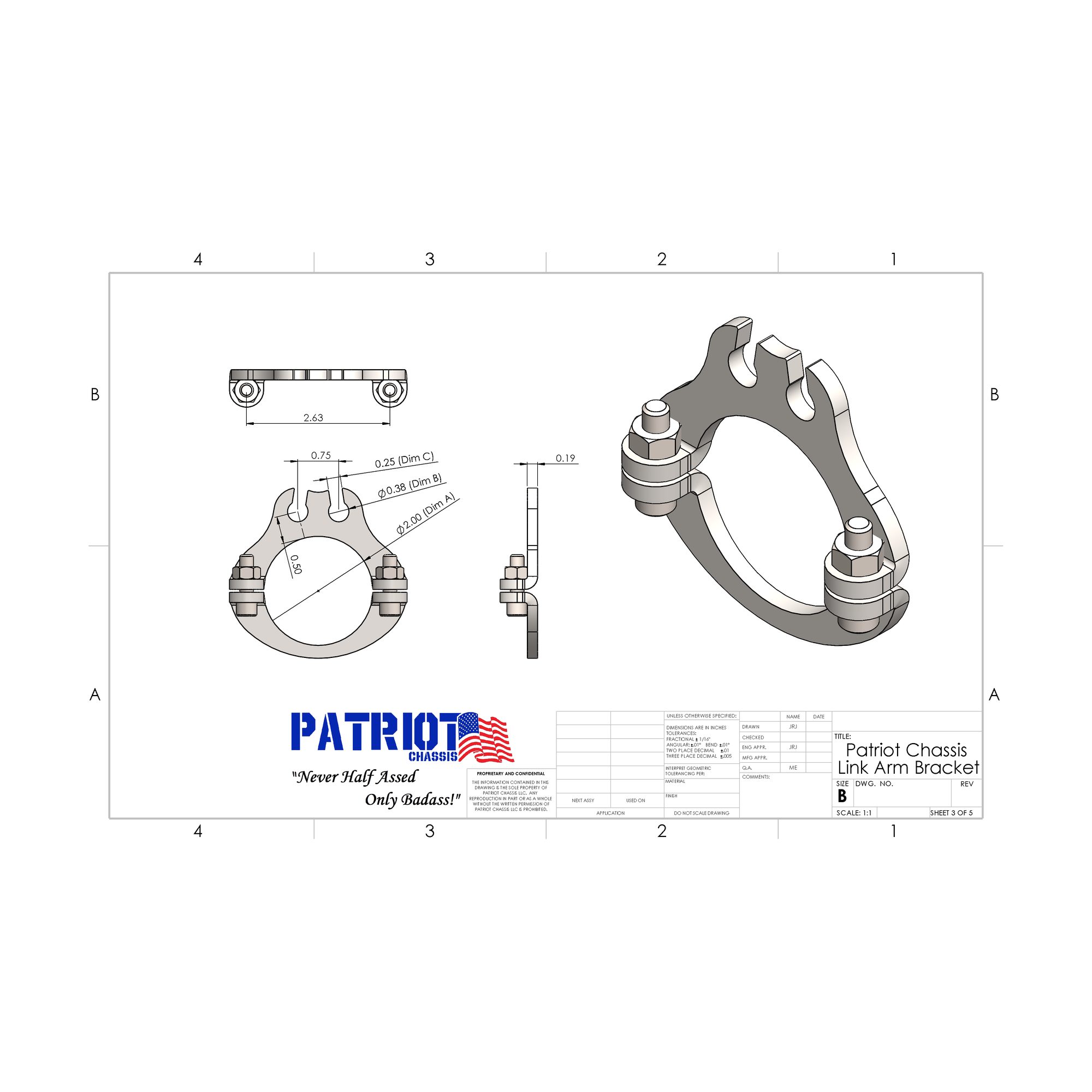 Link Arm Line Bracket (Two Hole) view 3