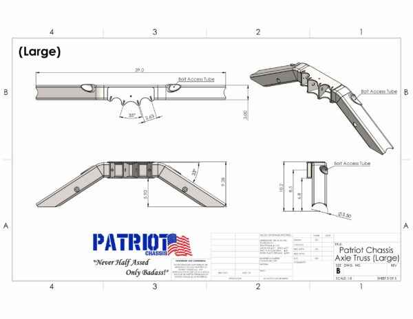 Patriot chassis axle truss, truck truss, axle truss, heavy duty axle truss.
