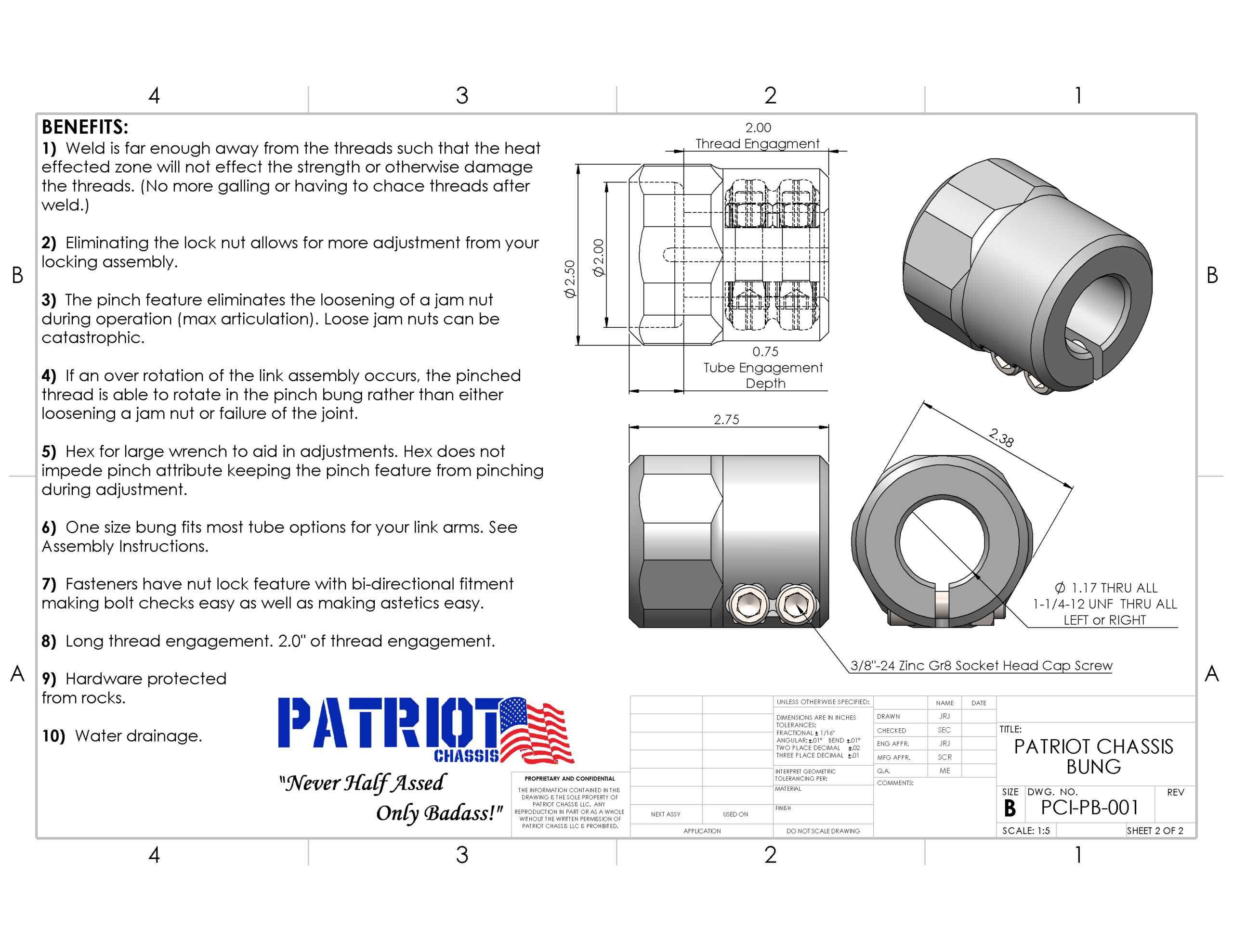 Link Arm Bung, Link arm weld bung, weld bung, super bung, super pinch bung, weld bung, threaded weld bung